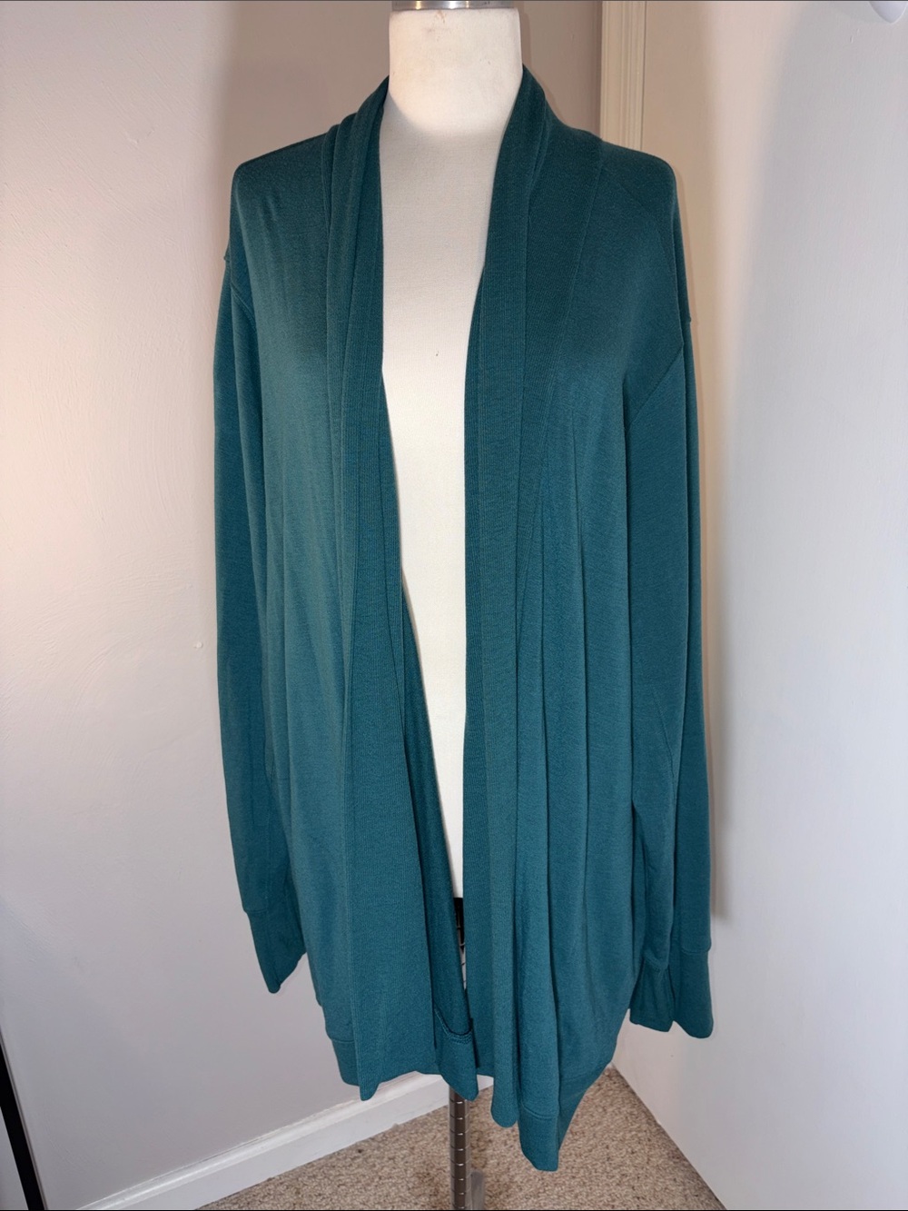 tek gear Teal Open-Front Draped Cardigan